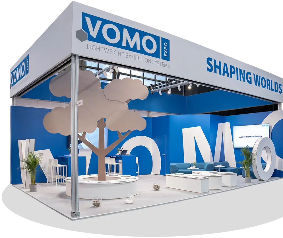Messestand mit VOMO SMART Wandsystem
